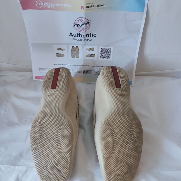 Vintage Prada Women's Beige Suede Buckle Moccasin Shoes w/ COA -Size 35.5/US 5.5 - Picture 9 of 16
